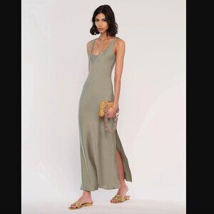 Heartloom Amie Green Satin Maxi Dress M NWT